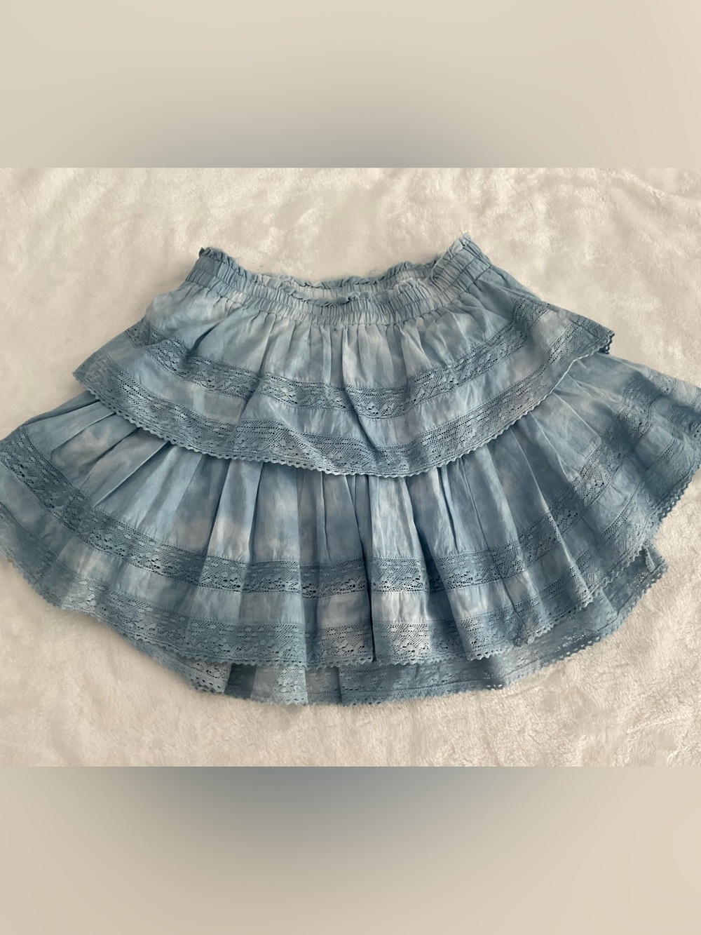 Loveshackfancy Blue Ruffle Mini Skirt - Picture 2 of 4